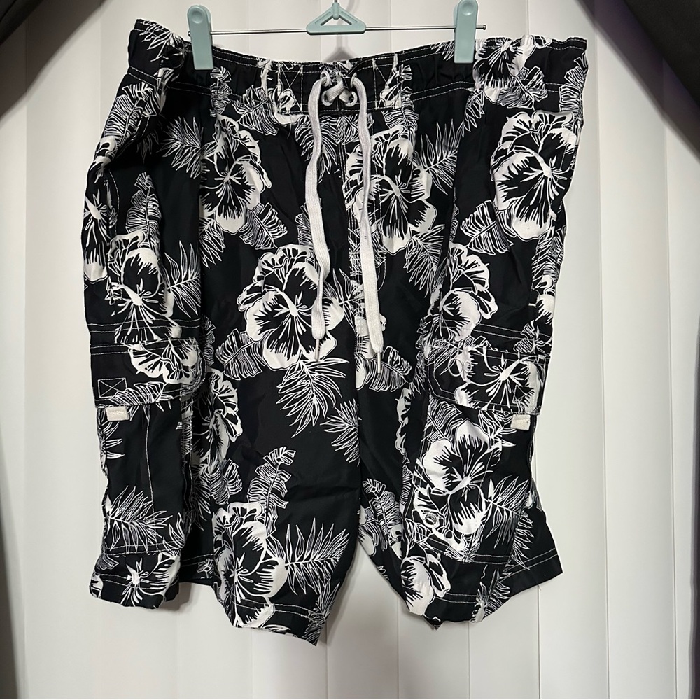 OP Monochrome Floral Swim Shorts